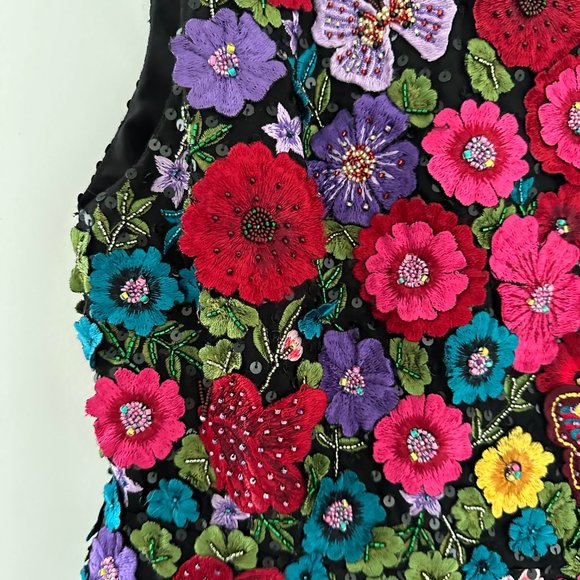 Alice + Olivia Lindsey A-line Mini Dress Multicolor Allover Floral Embroidery - Picture 7 of 12